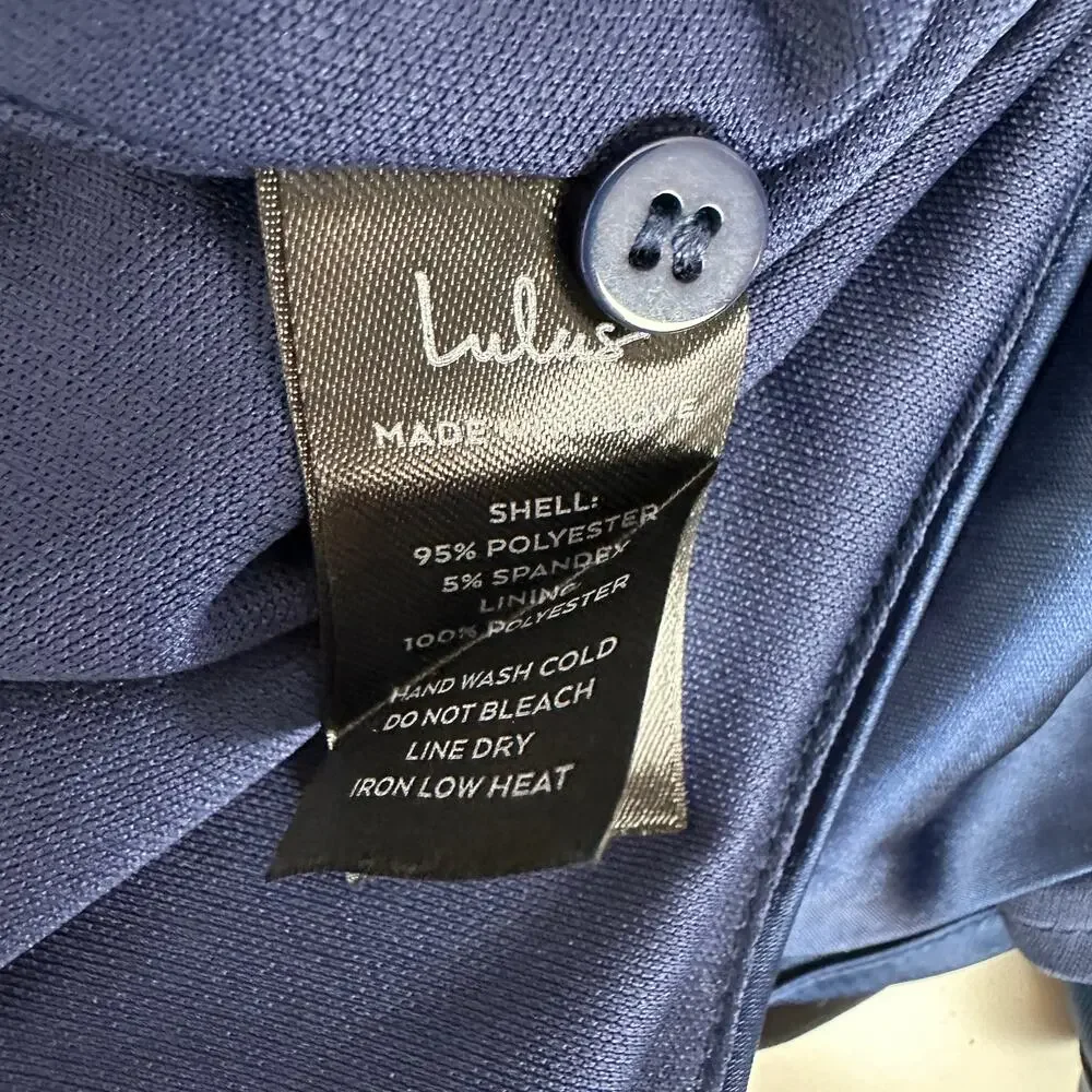 Lulus Jacey Navy Satin Halter Midi Dress Party Cocktail Classic Small NWT
